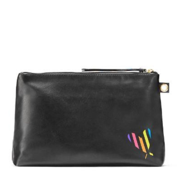 Victoria's Secret Pink Large Black and Rainbow Travel/Make Up Clutch NWT - Picture 3 of 4